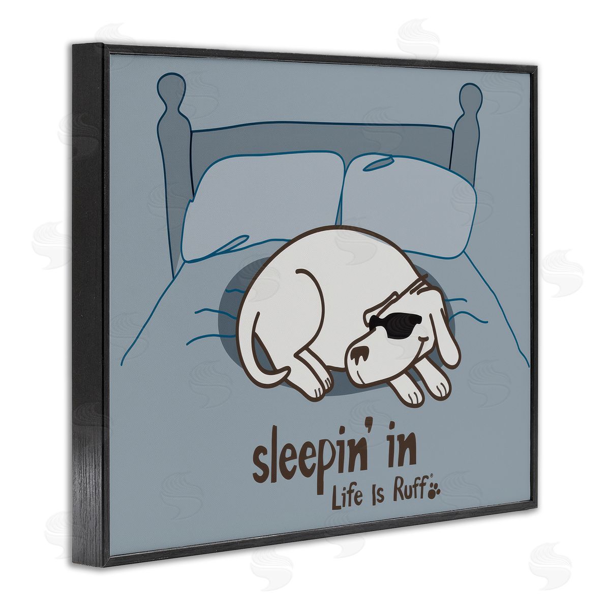 Sleeping In Dog Black Frame Print Wall Art, Home Decor by LIR