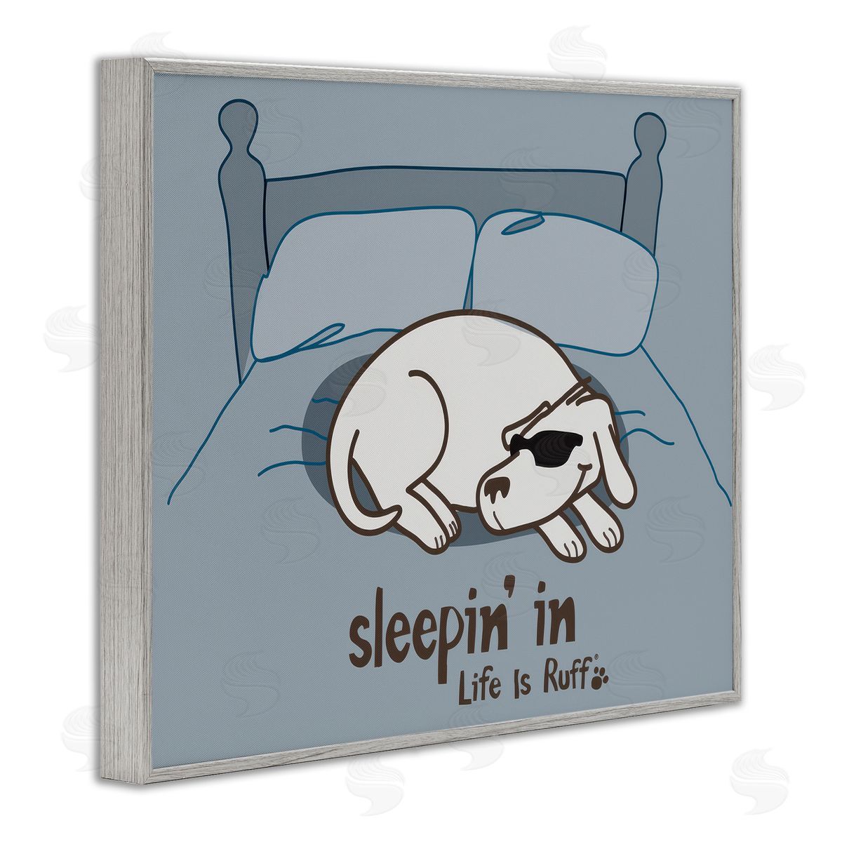 Sleeping In Dog Grey Frame Print Wall Art, Home Decor by LIR