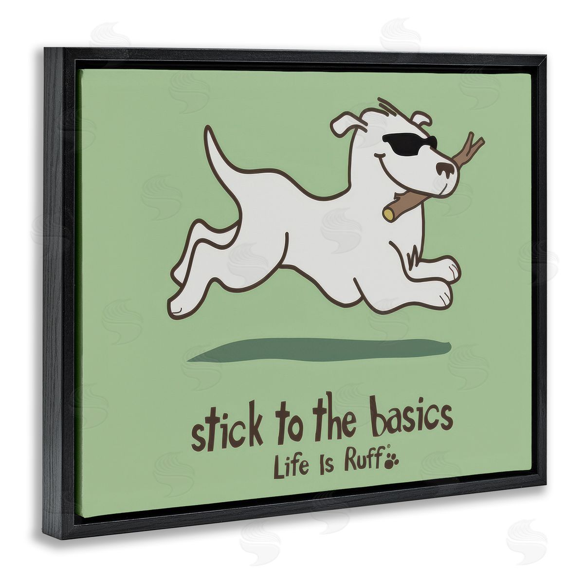 Stick To Basics Dog Black Floating Frame Canvas Wall Art, Home Decor by LIR
