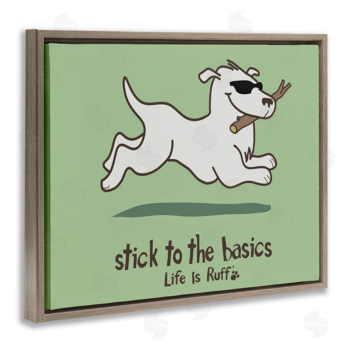 Stick To Basics Dog Brown Floating Frame Canvas Wall Art, Home Decor by LIR