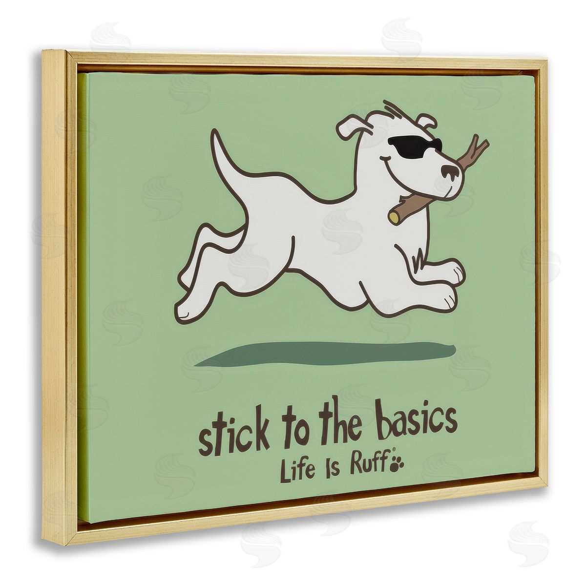 Stick To Basics Dog Gold Floating Frame Canvas Wall Art, Home Decor by LIR