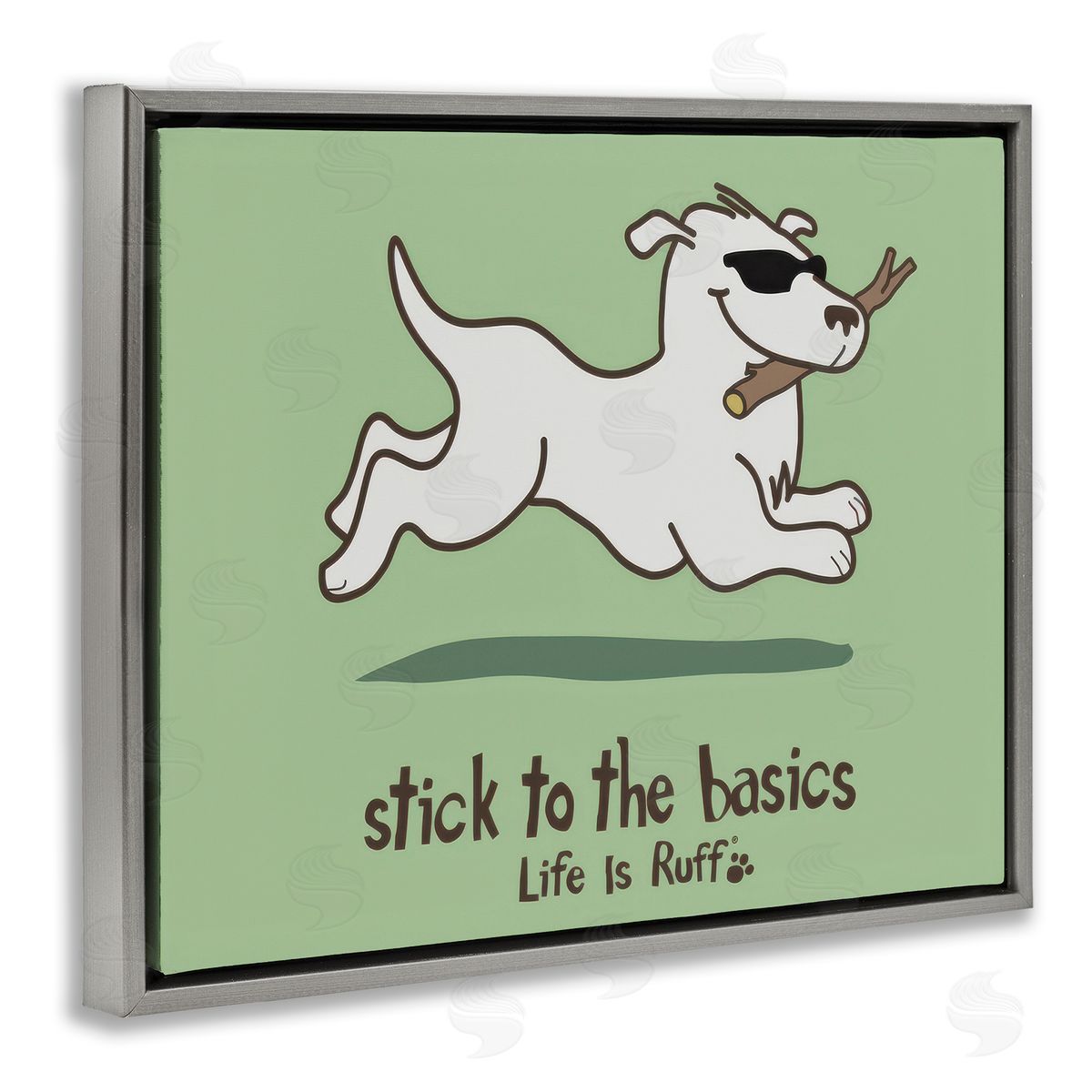 Stick To Basics Dog Grey Floating Frame Canvas Wall Art, Home Decor by LIR