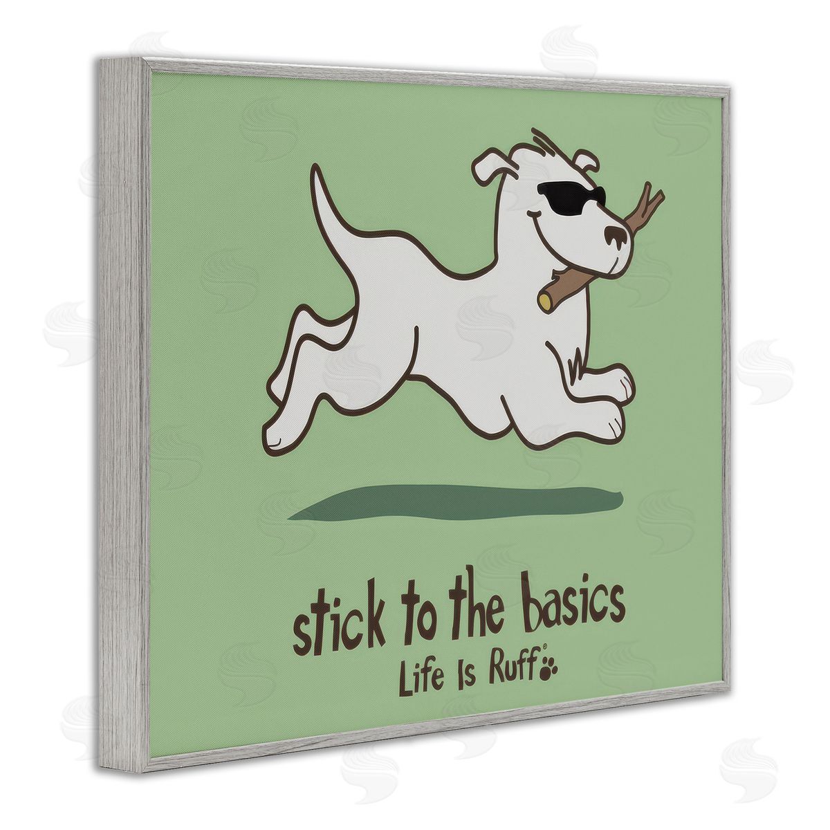 Stick To Basics Dog Grey Frame Print Wall Art, Home Decor by LIR