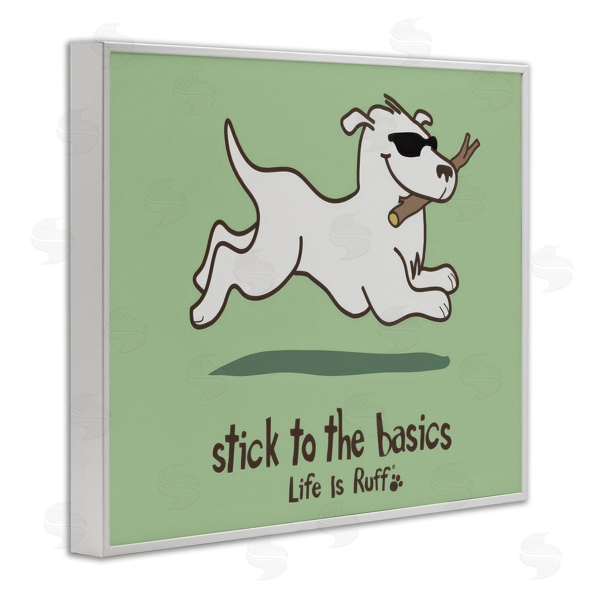 Stick To Basics Dog White Frame Print Wall Art, Home Decor by LIR