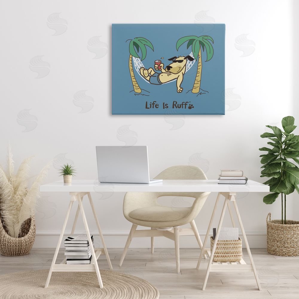 LIR Tropical Dog on Hammock Canvas Wall Art Print in Room