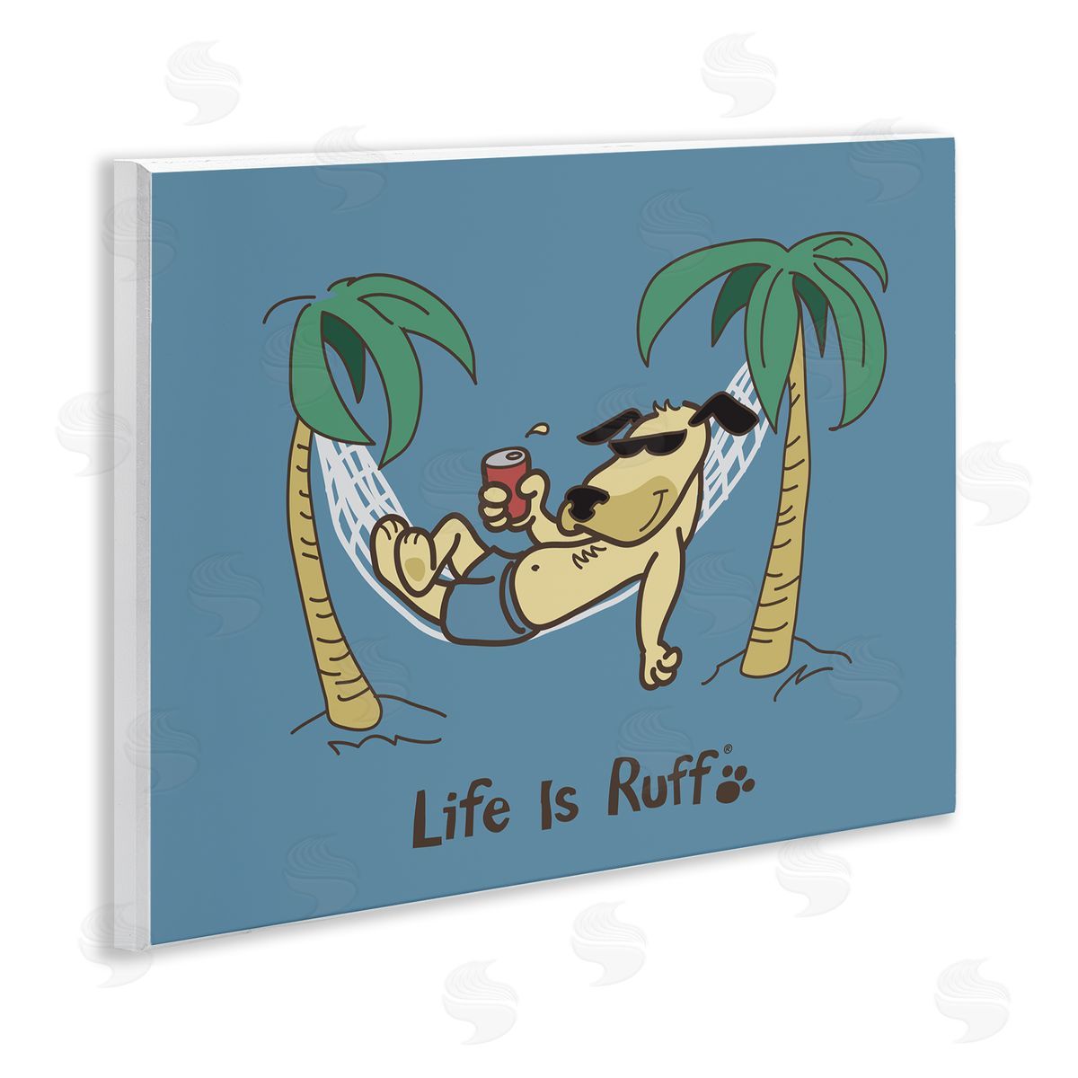 LIR Tropical Dog on Hammock Wooden Wall Plaque Art Print