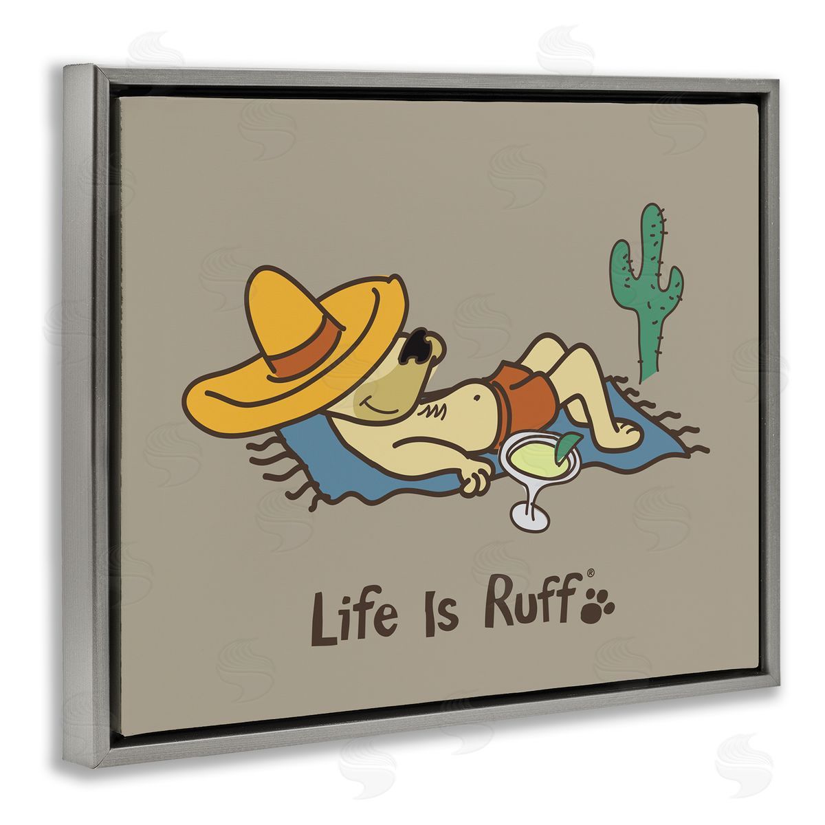 LIR Siesta Dog in Desert Gray Floating Frame Canvas Wall Art Print