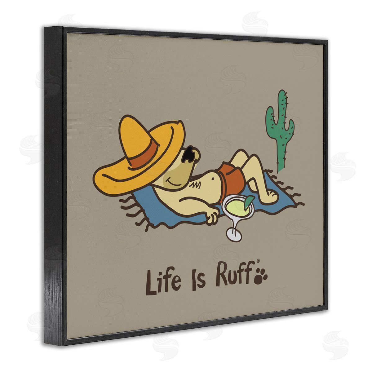 LIR Siesta Dog in Desert Black Framed Giclee Wall Art Print