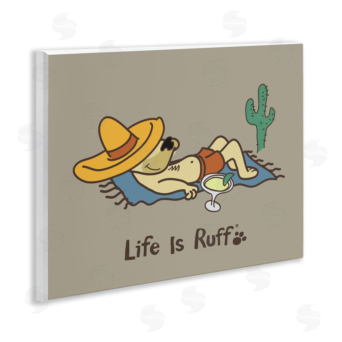 LIR Siesta Dog in Desert Wooden Wall Plaque Art Print