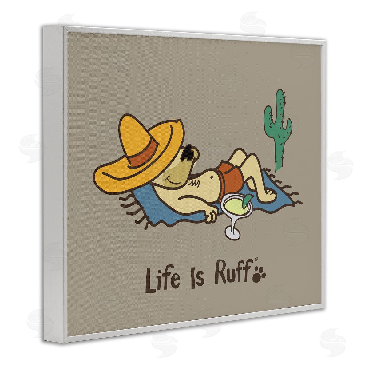LIR Siesta Dog in Desert White Framed Giclee Wall Art Print