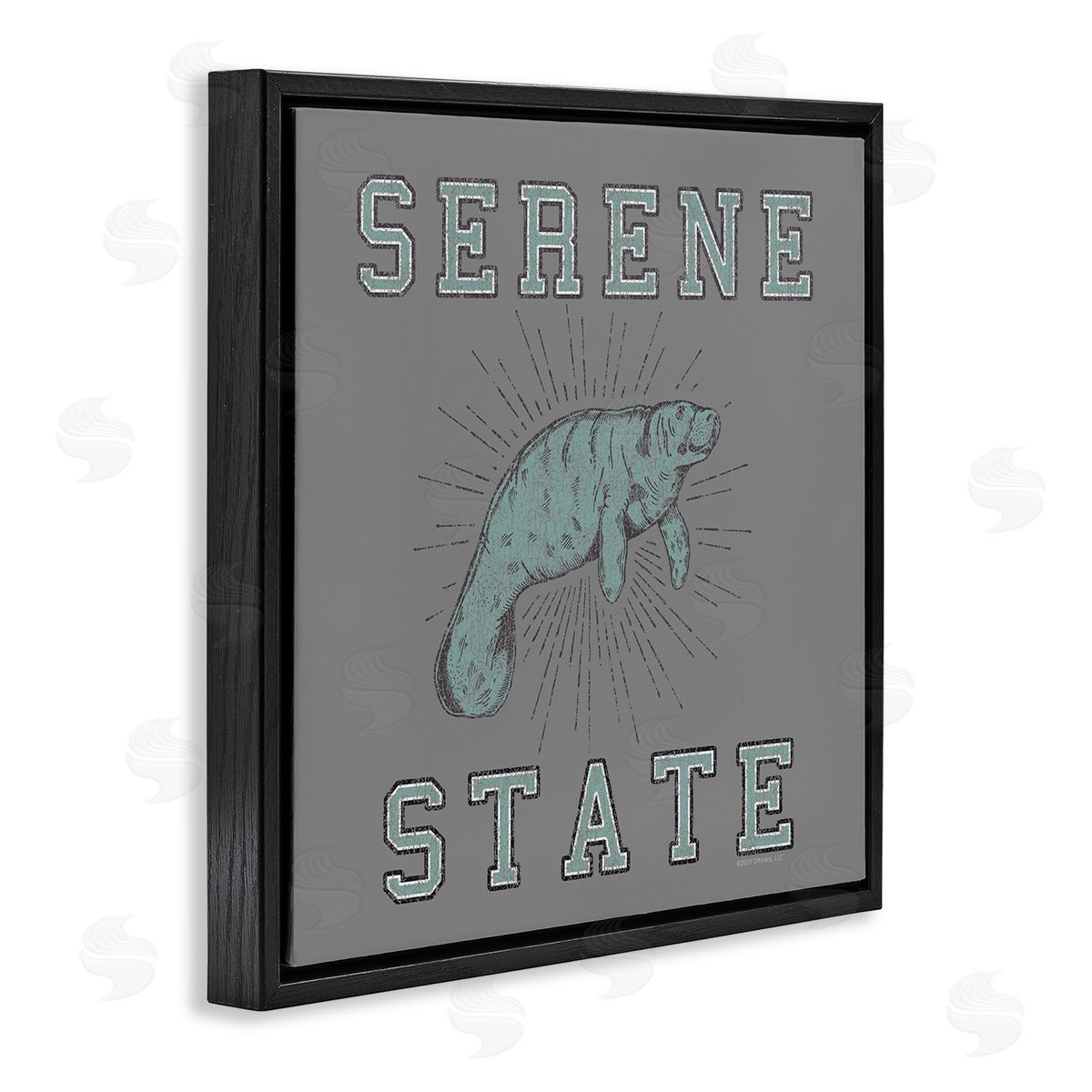 Spirit Animals/Life Is High Serene State Manatee Black Floating Frame Canvas Wall Art Print