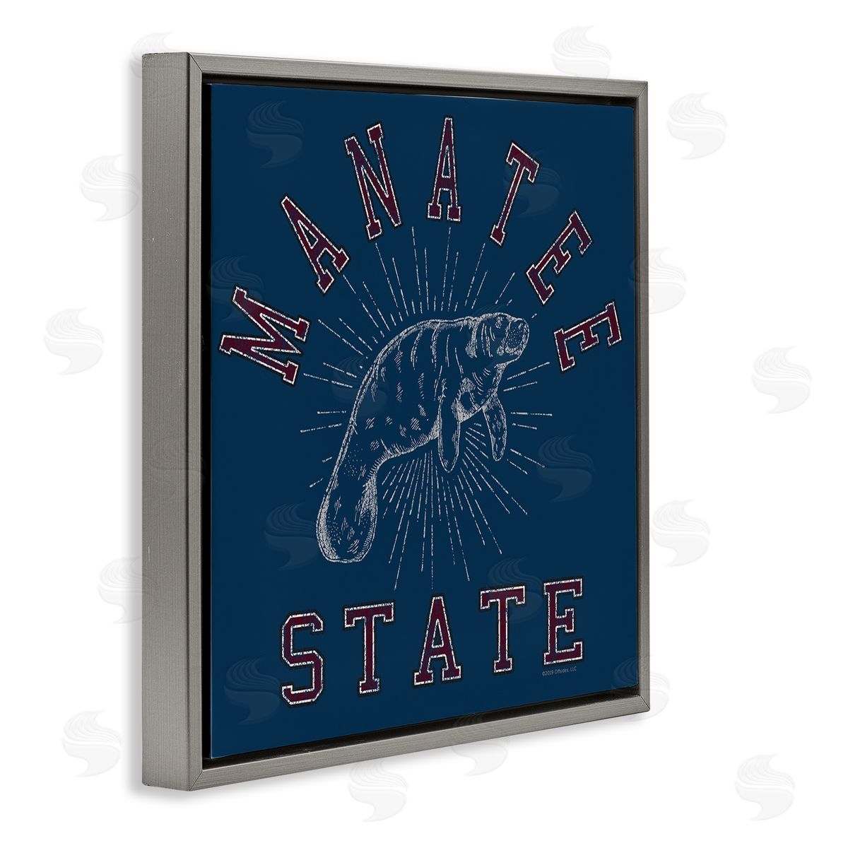 Spirit Animals/Life Is High Vintage Manatee State Gray Floating Frame Canvas Wall Art Print