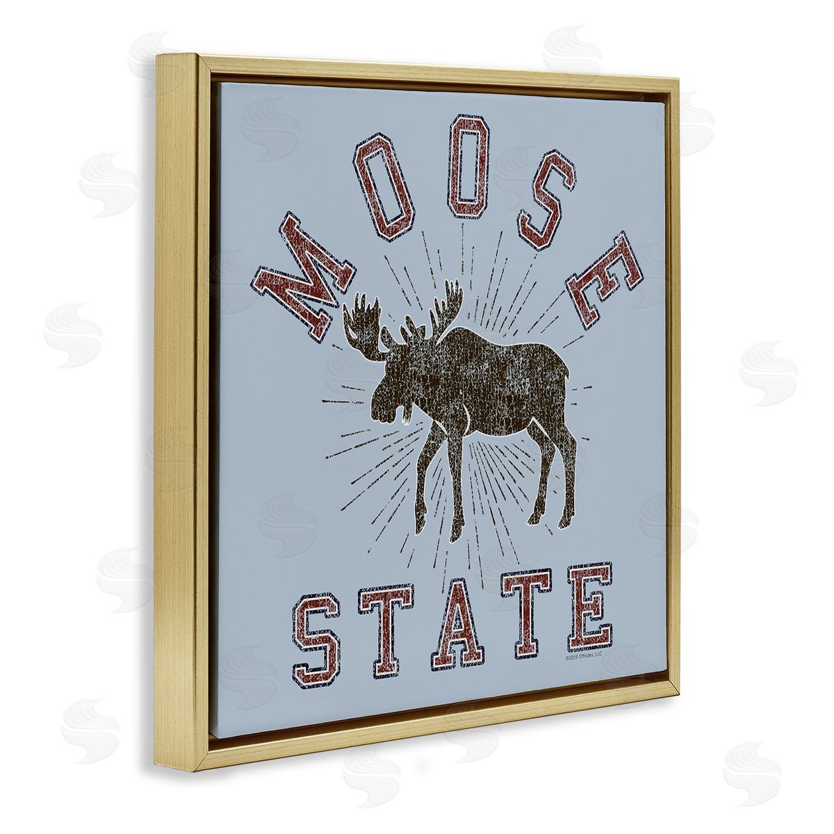 Spirit Animals/Life Is High Vintage Moose State Gold Floating Frame Canvas Wall Art Print
