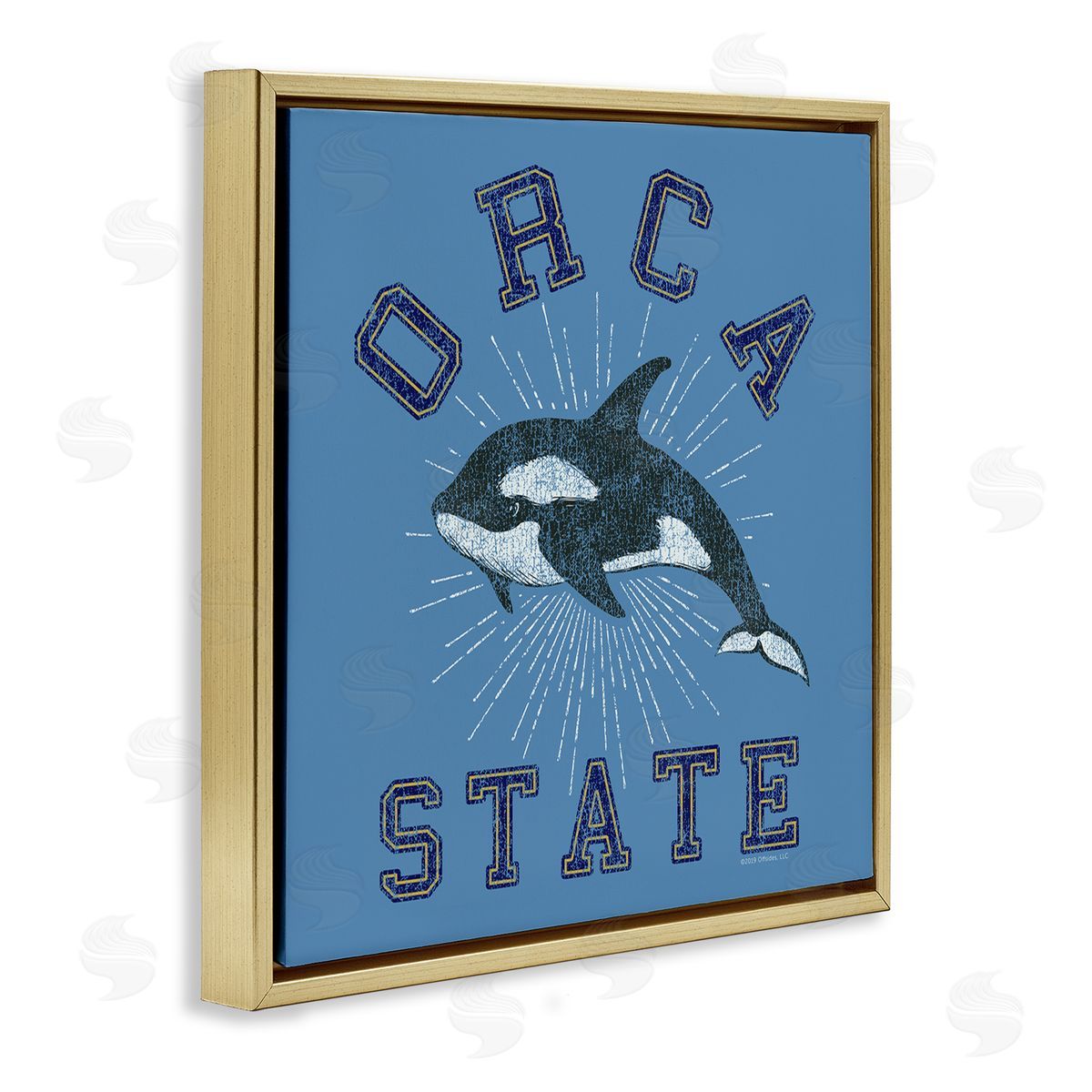Spirit Animals/Life Is High Vintage Orca State Gold Floating Frame Canvas Wall Art Print