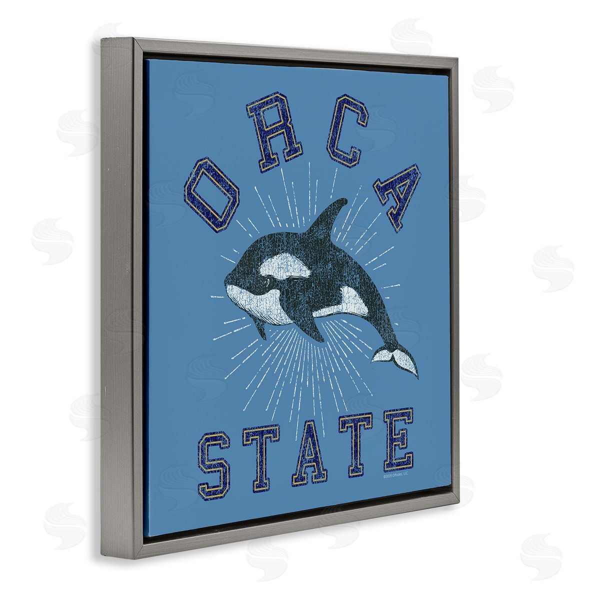 Spirit Animals/Life Is High Vintage Orca State Gray Floating Frame Canvas Wall Art Print