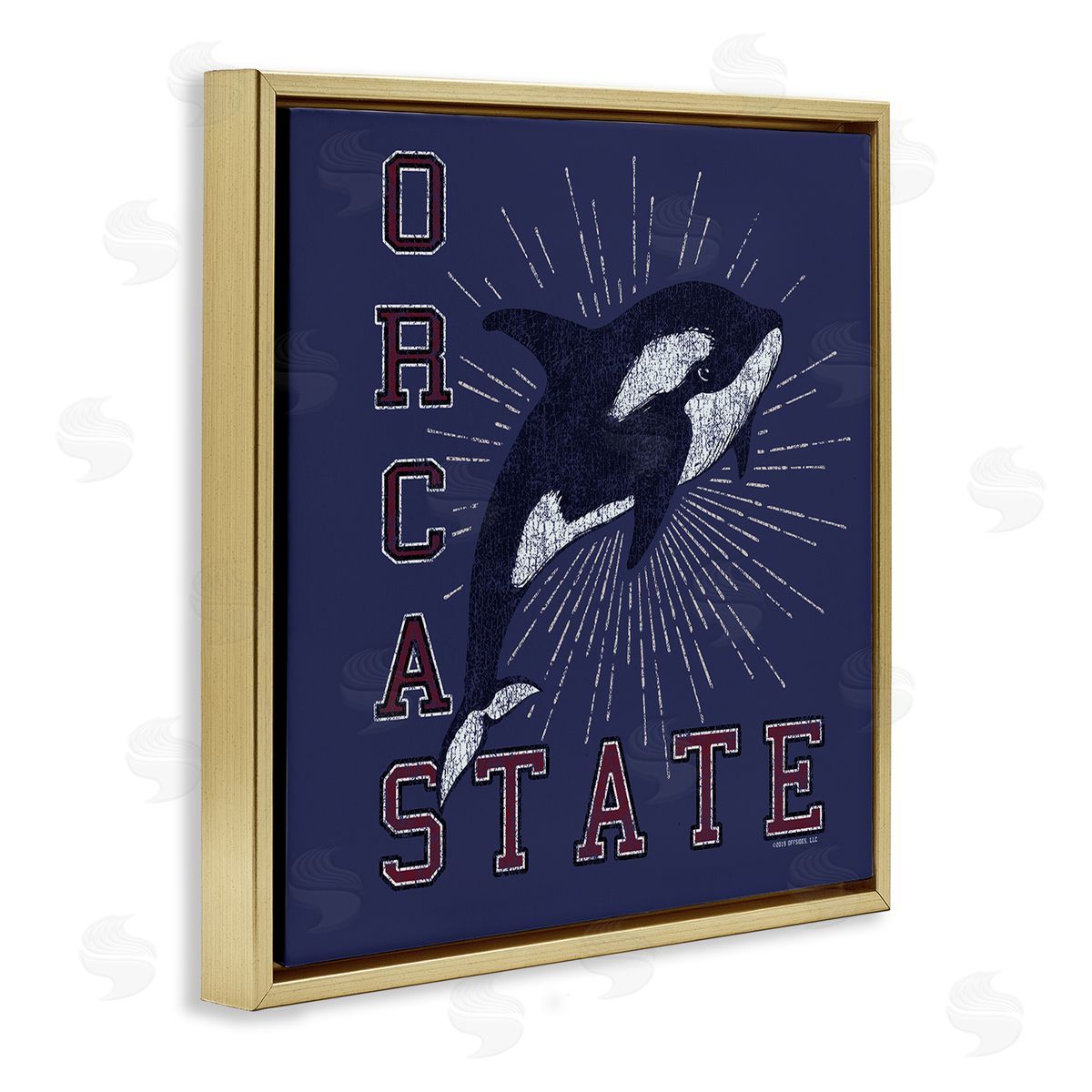 Spirit Animals/Life Is High Orca State Varsity Gold Floating Frame Canvas Wall Art Print