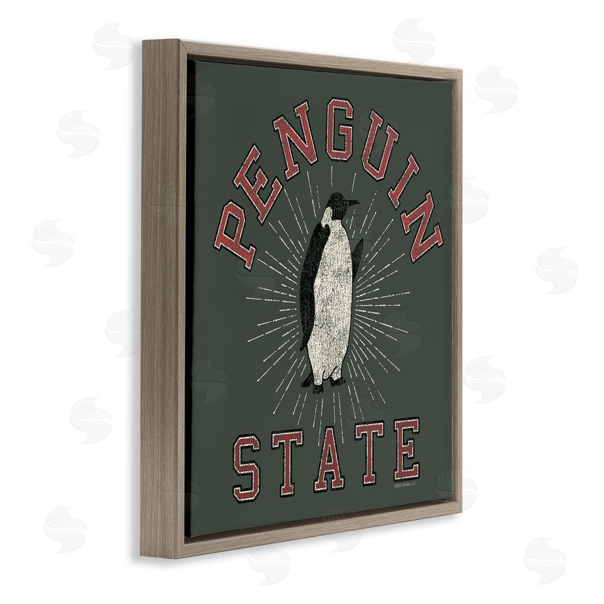 Spirit Animals/Life Is High Vintage Penguin State Brown Floating Frame Canvas Wall Art Print