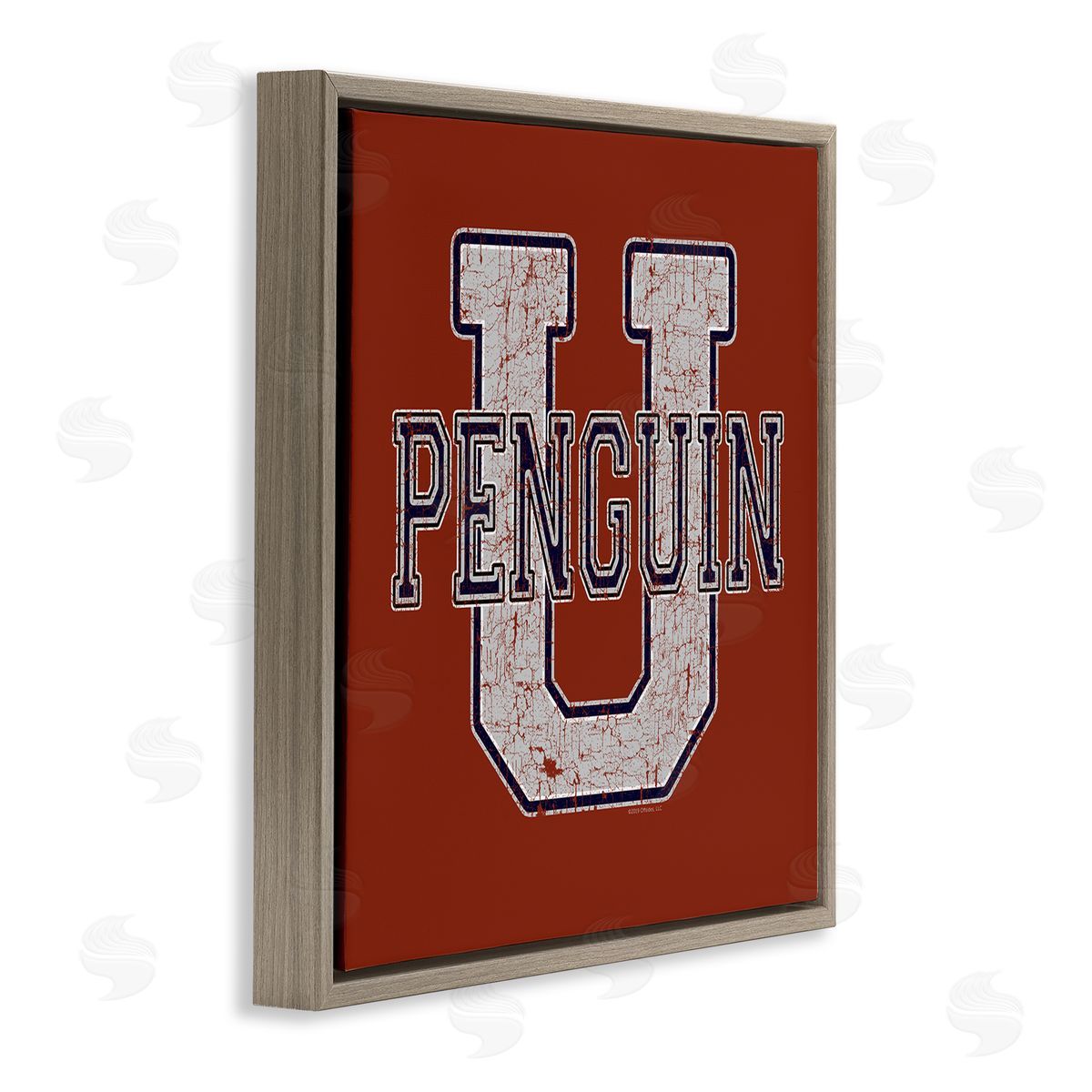 Spirit Animals/Life Is High Penguin U Varsity Brown Floating Frame Canvas Wall Art Print