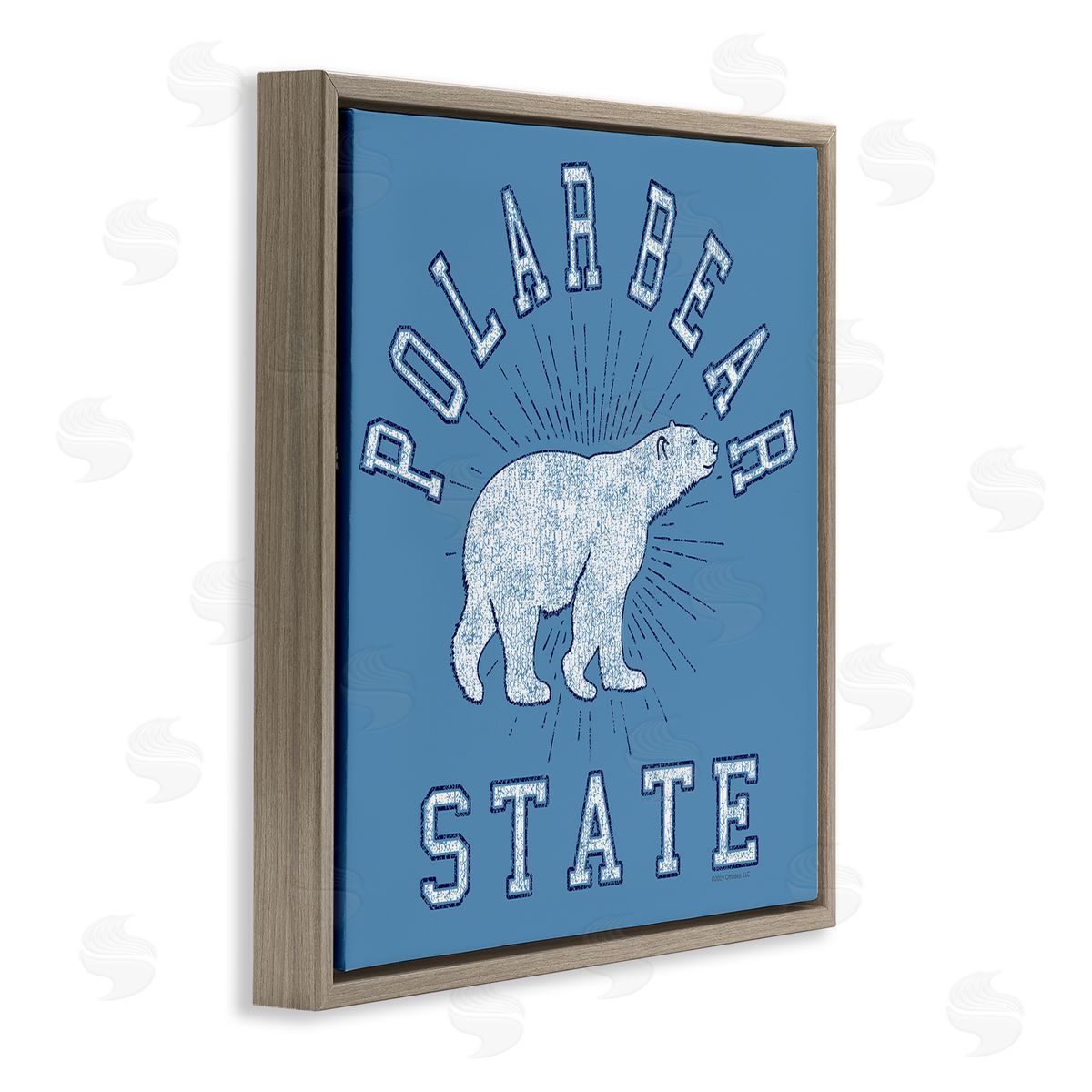 Spirit Animals/Life Is High Varsity Polar Bear State Brown Floating Frame Canvas Wall Art Print