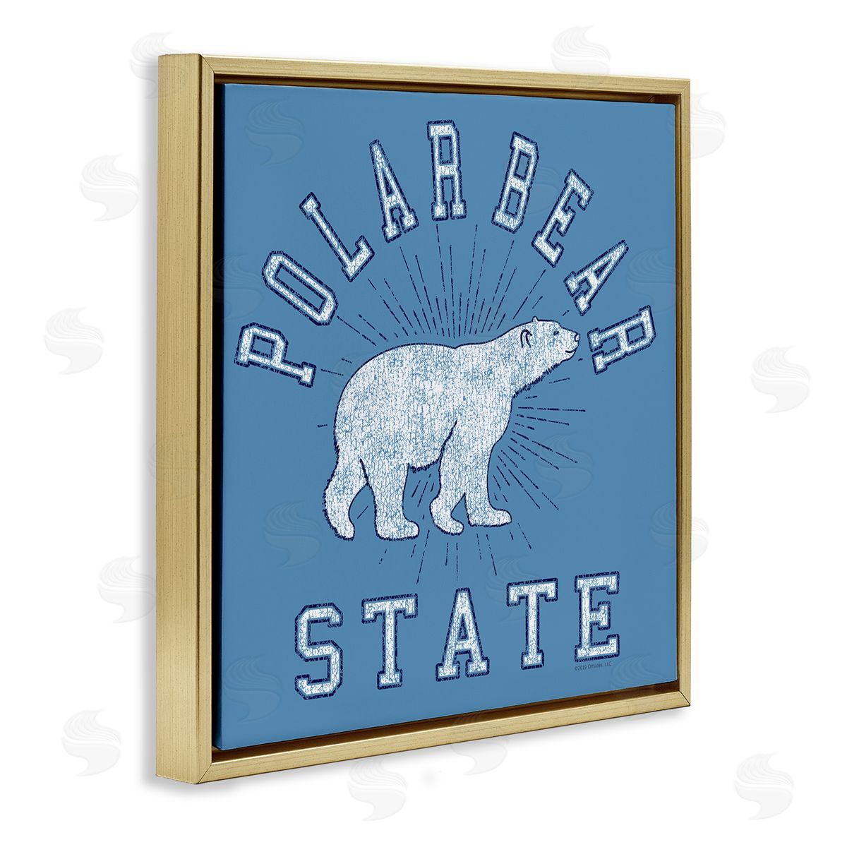 Spirit Animals/Life Is High Varsity Polar Bear State Gold Floating Frame Canvas Wall Art Print