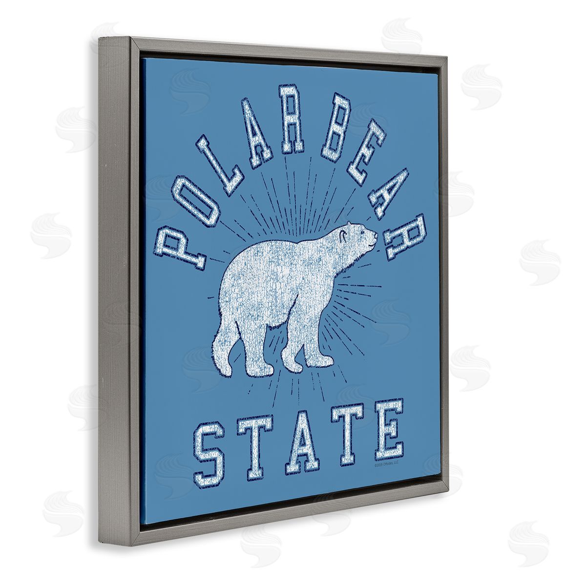 Spirit Animals/Life Is High Varsity Polar Bear State Gray Floating Frame Canvas Wall Art Print