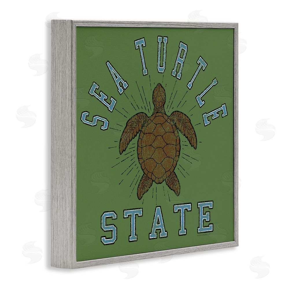 Spirit Animals/Life Is High Vintage Sea Turtle State Gray Framed Giclee Wall Art Print