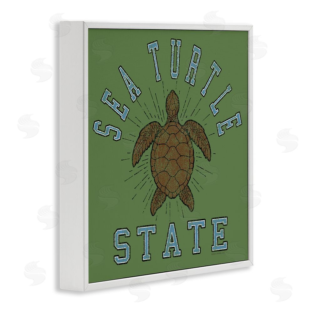 Spirit Animals/Life Is High Vintage Sea Turtle State White Framed Giclee Wall Art Print