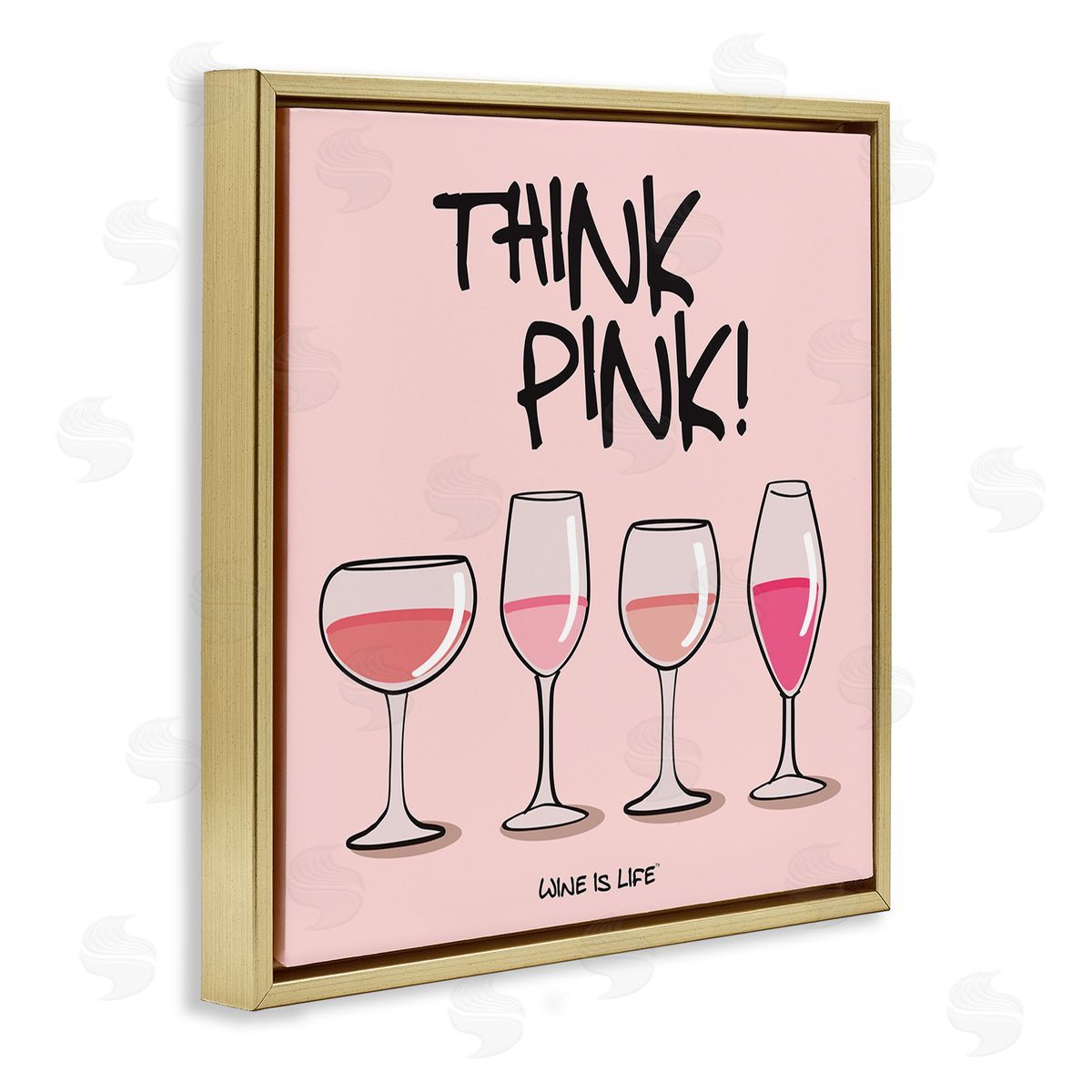 WIL Think Pink Champagne Gold Floating Frame Canvas Wall Art Print