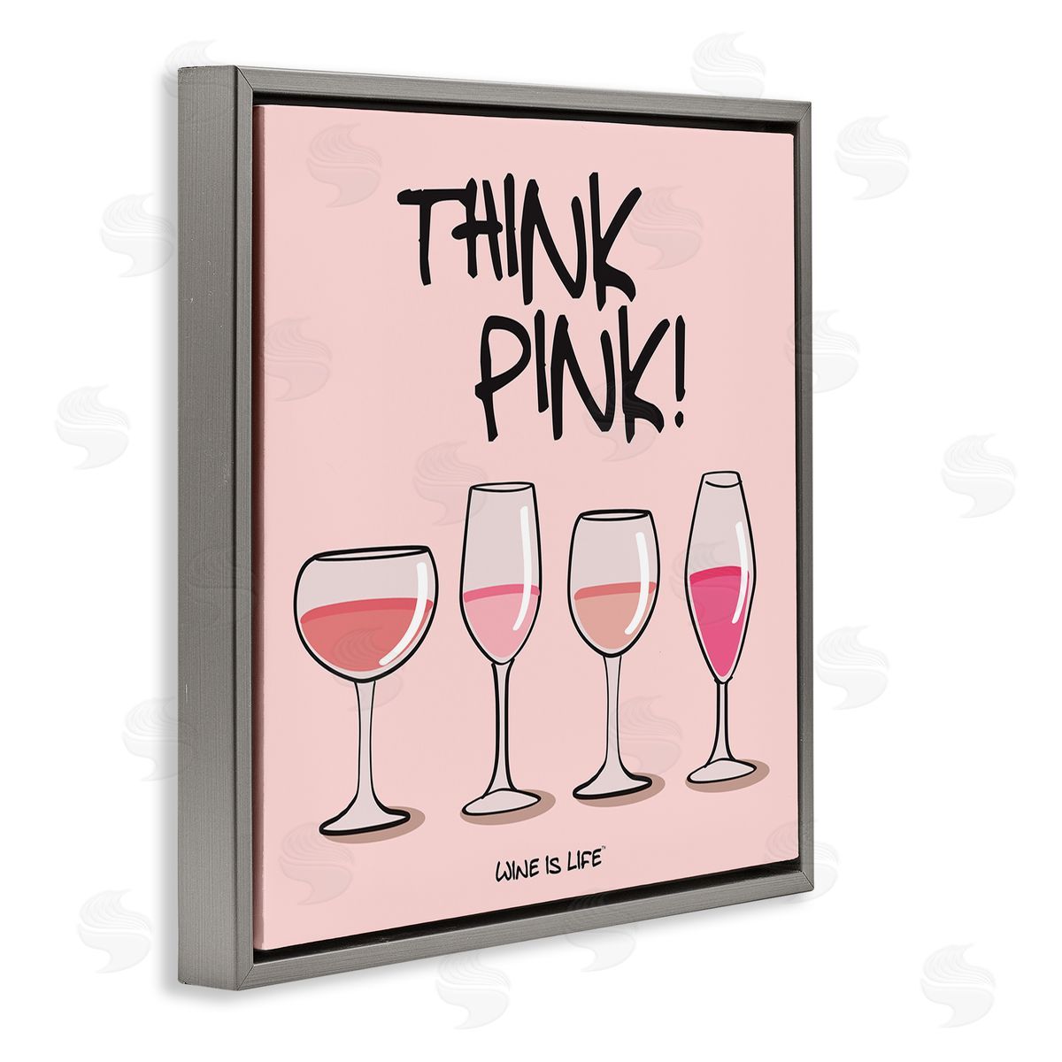 WIL Think Pink Champagne Gray Floating Frame Canvas Wall Art Print