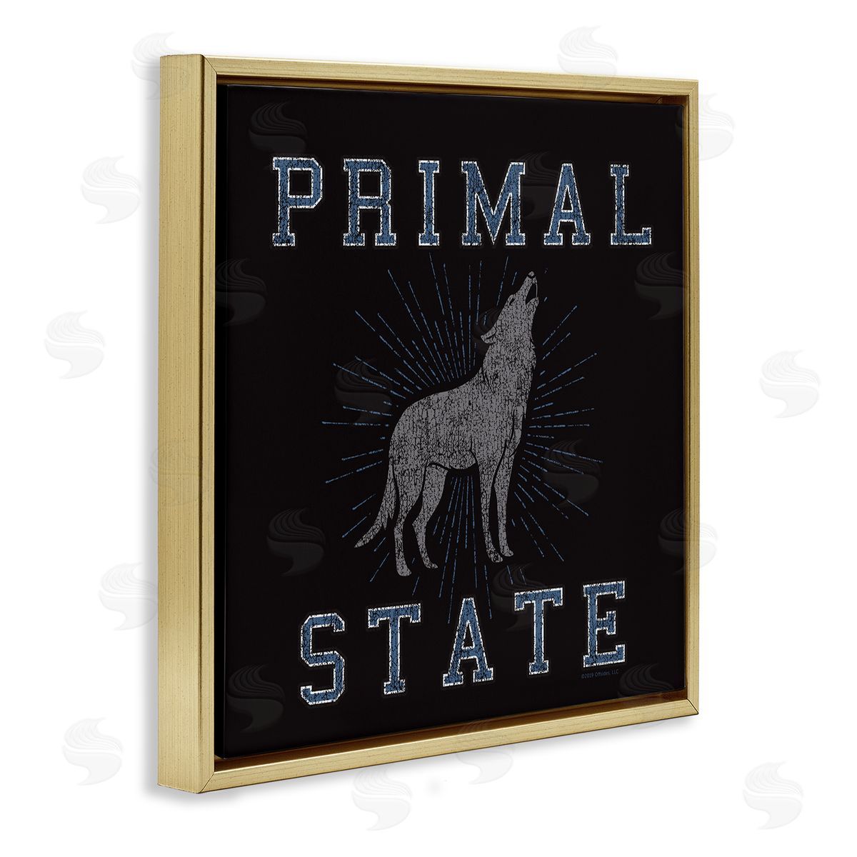 Spirit Animals/Life Is High Primal Wolf State Gold Floating Frame Canvas Wall Art Print