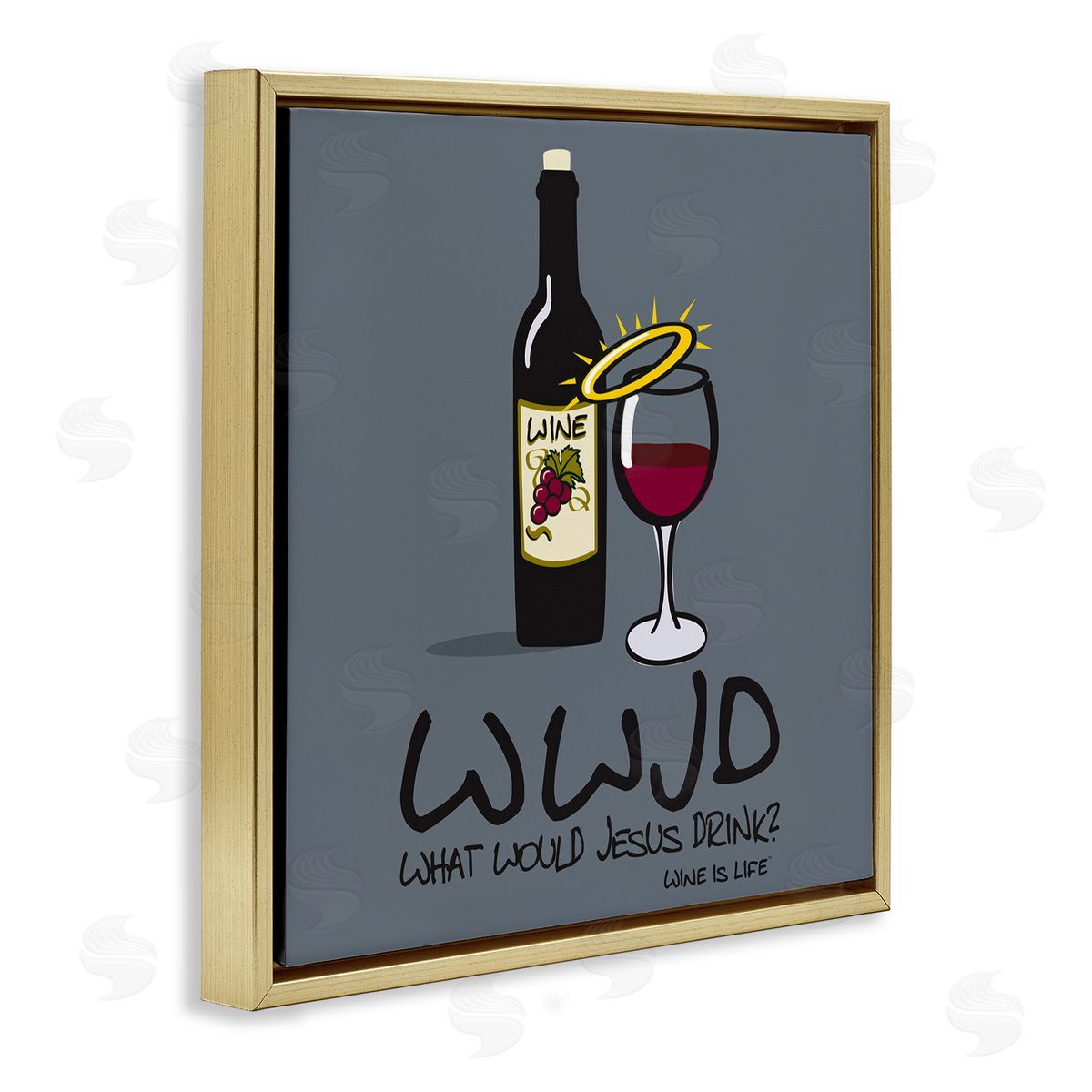 WIL What Would Jesus Drink Gold Floating Frame Canvas Wall Art Print