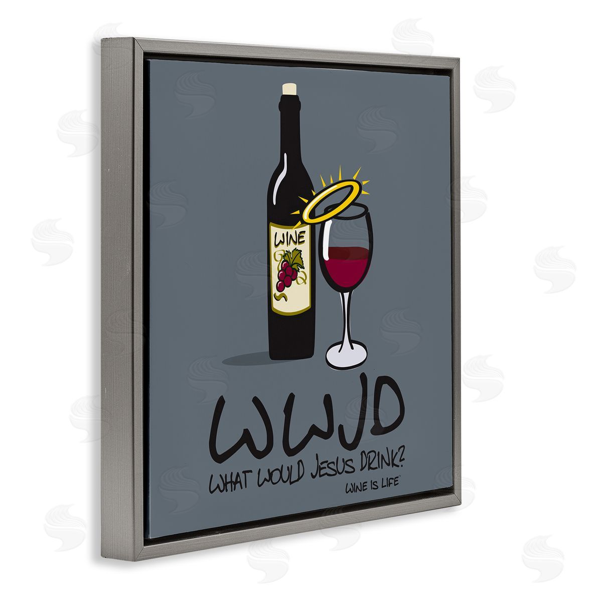 WIL What Would Jesus Drink Gray Floating Frame Canvas Wall Art Print