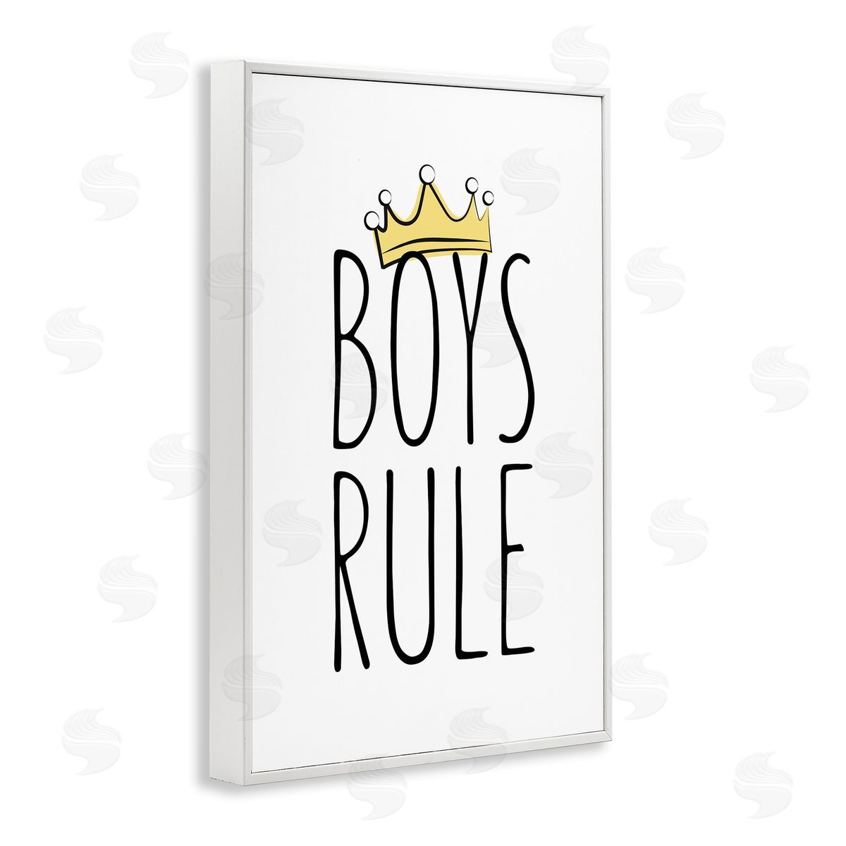 Martina Pavlova Boys Rule with Crown White Framed Giclee Wall Art Print