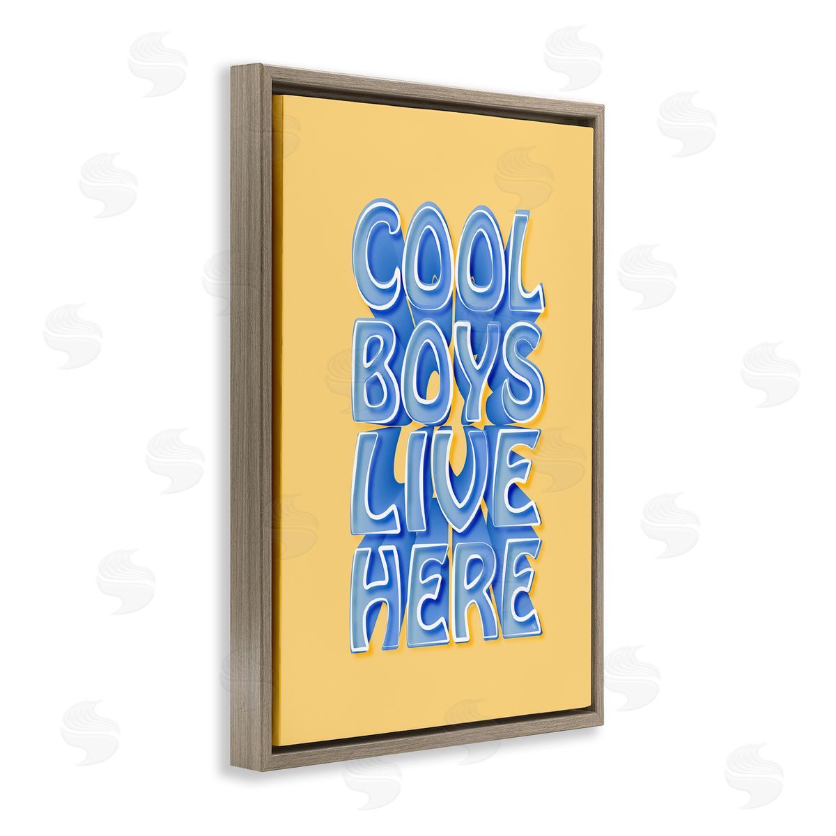 Martina Pavlova Cool Boys Live Here Brown Floating Frame Canvas Wall Art Print