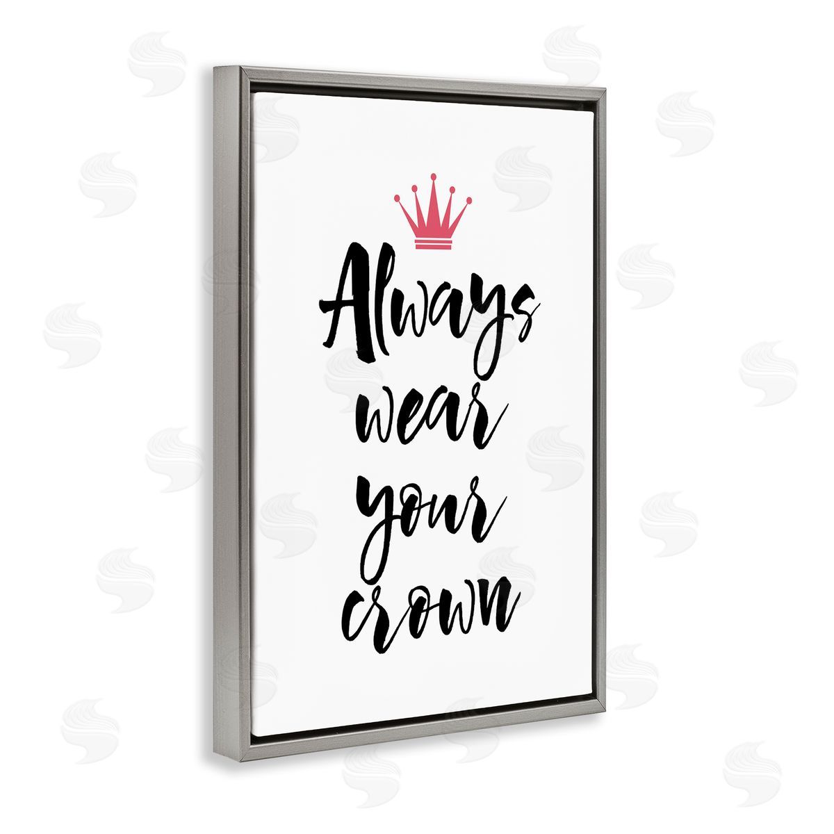 Martina Pavlova Always Wear Your Crown Gray Floating Frame Canvas Wall Art Print