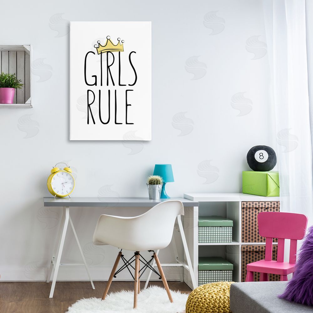 Martina Pavlova Girls Rule with Crown Canvas Wall Art Print in Room