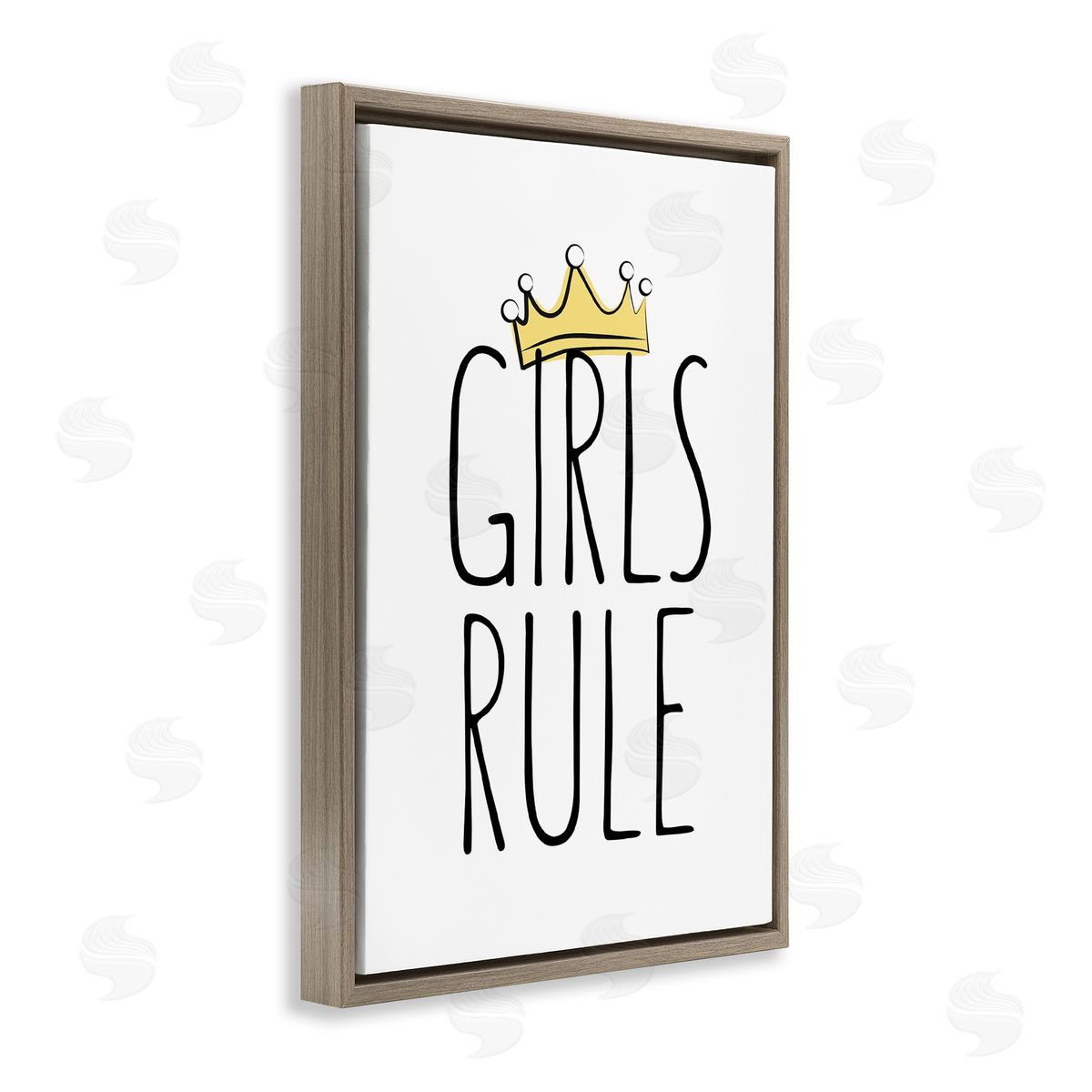 Martina Pavlova Girls Rule with Crown Brown Floating Frame Canvas Wall Art Print
