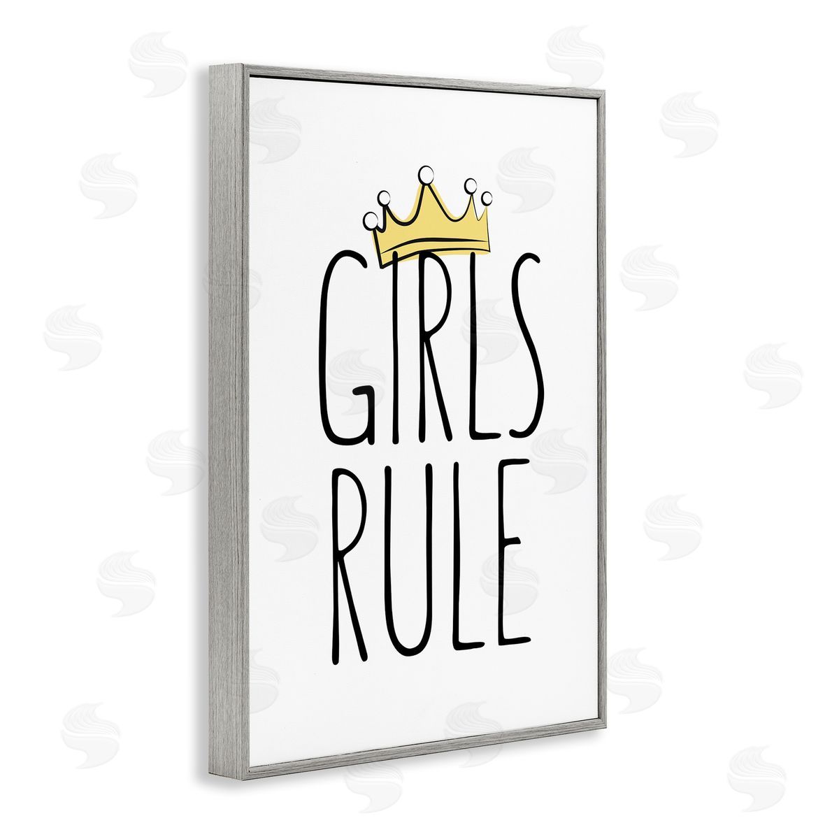 Martina Pavlova Girls Rule with Crown Gray Framed Giclee Wall Art Print