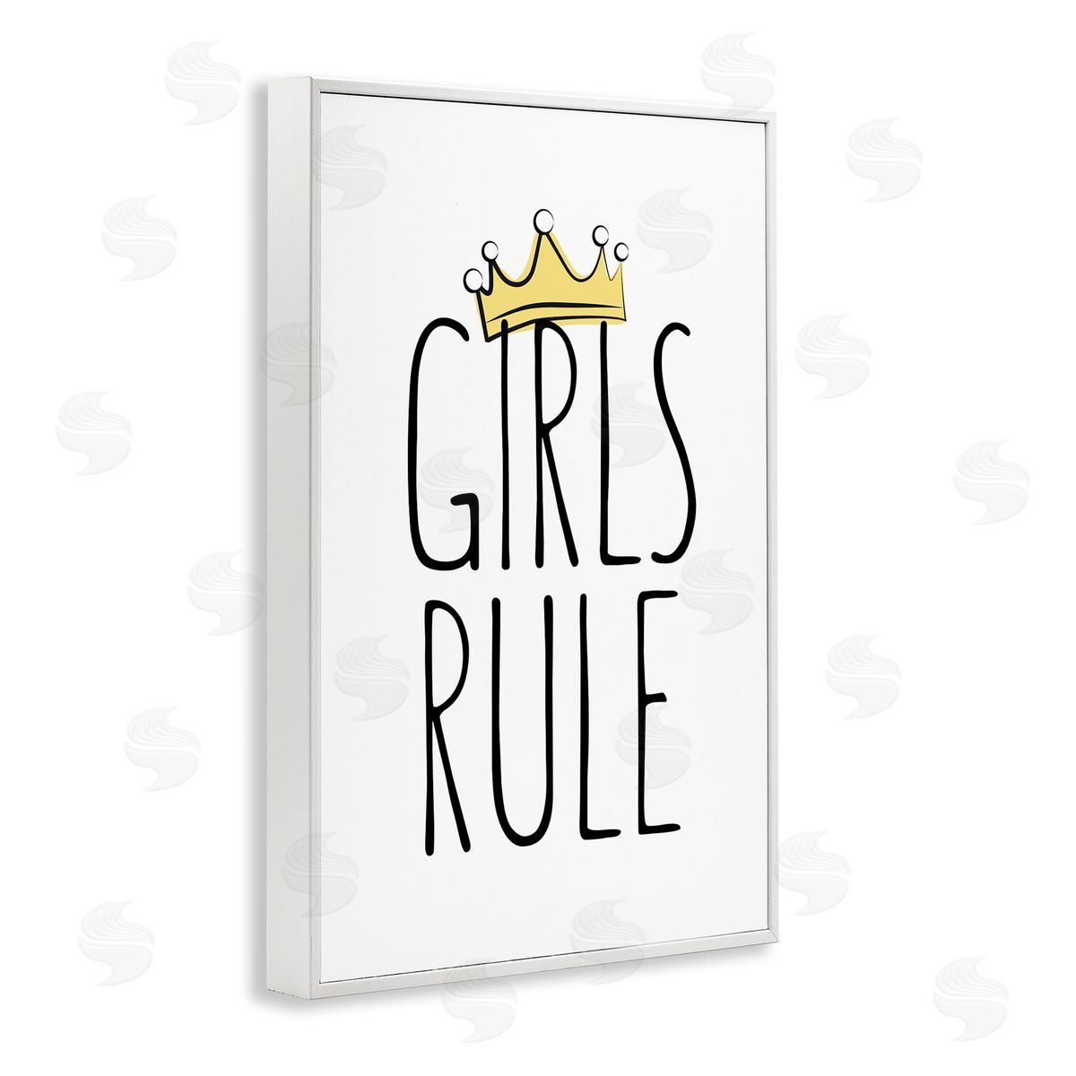 Martina Pavlova Girls Rule with Crown White Framed Giclee Wall Art Print