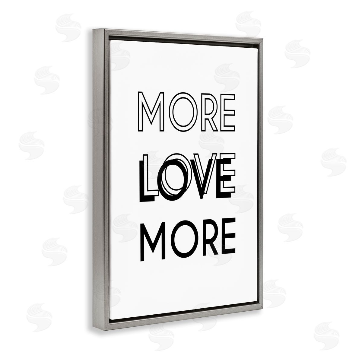 Martina Pavlova More Love Typography Gray Floating Frame Canvas Wall Art Print