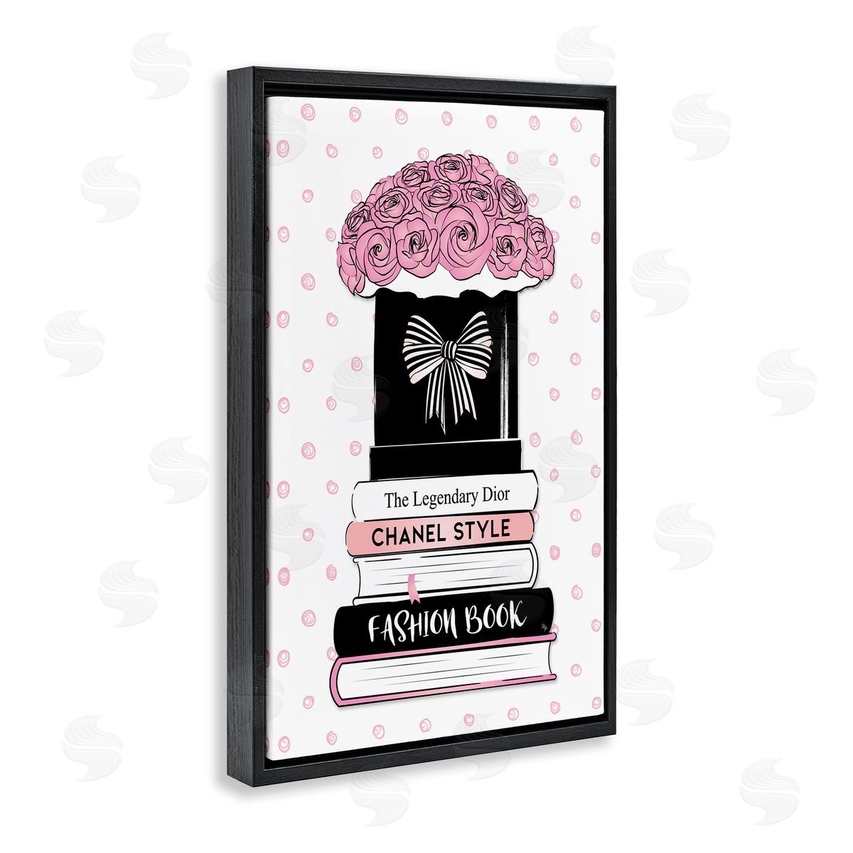 Martina Pavlova Roses & Fashion Books Black Floating Frame Canvas Wall Art Print