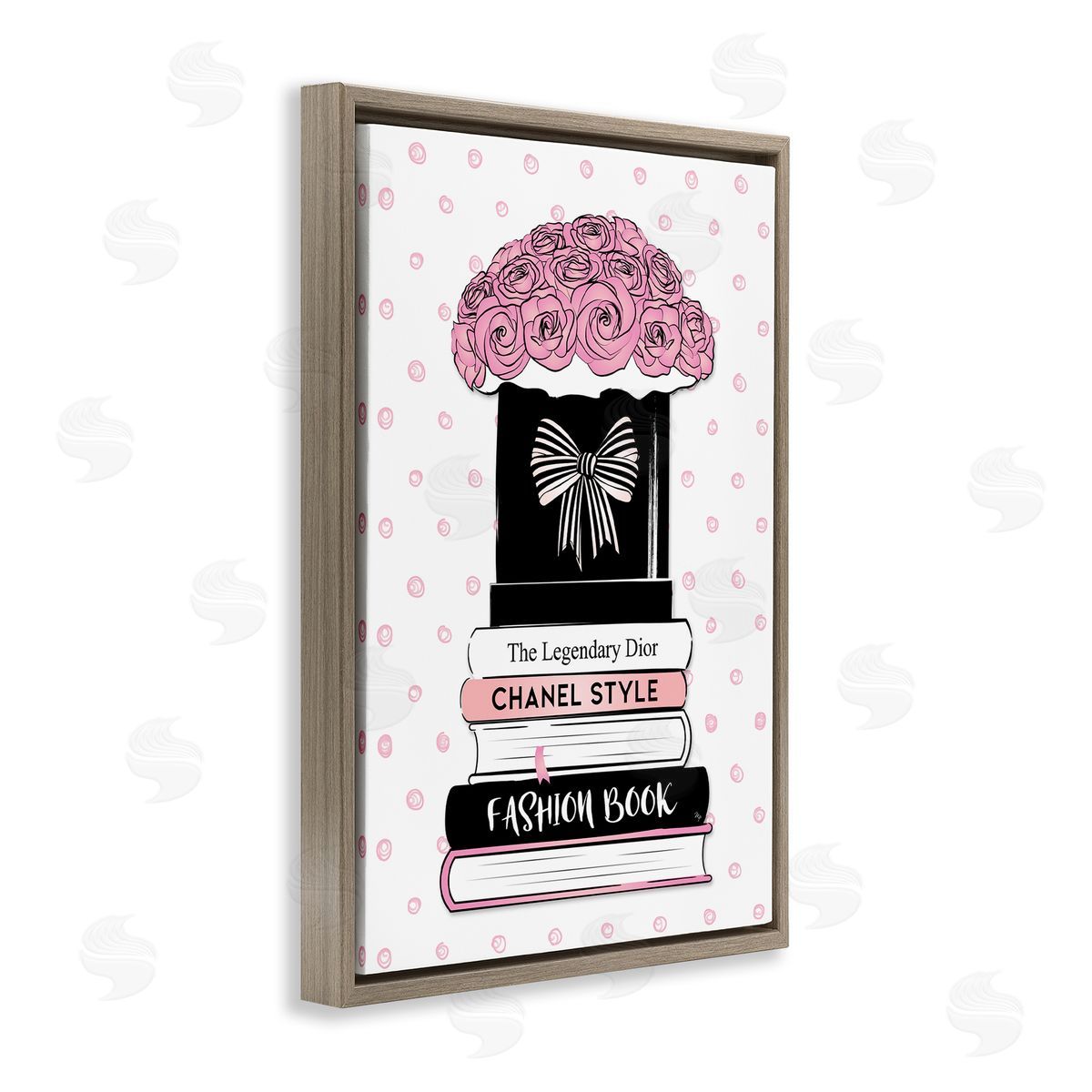 Martina Pavlova Roses & Fashion Books Brown Floating Frame Canvas Wall Art Print