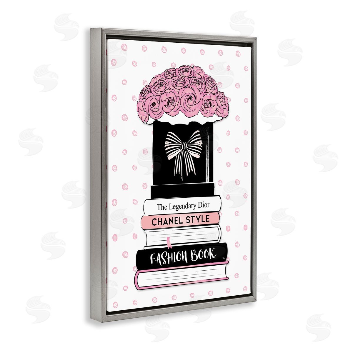 Martina Pavlova Roses & Fashion Books Gray Floating Frame Canvas Wall Art Print