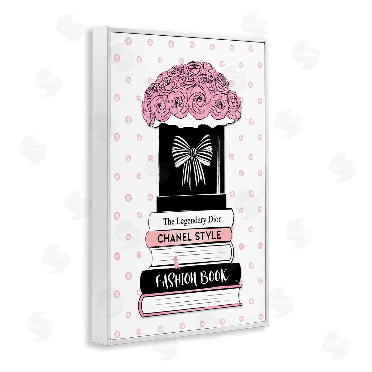 Martina Pavlova Roses & Fashion Books White Framed Giclee Wall Art Print