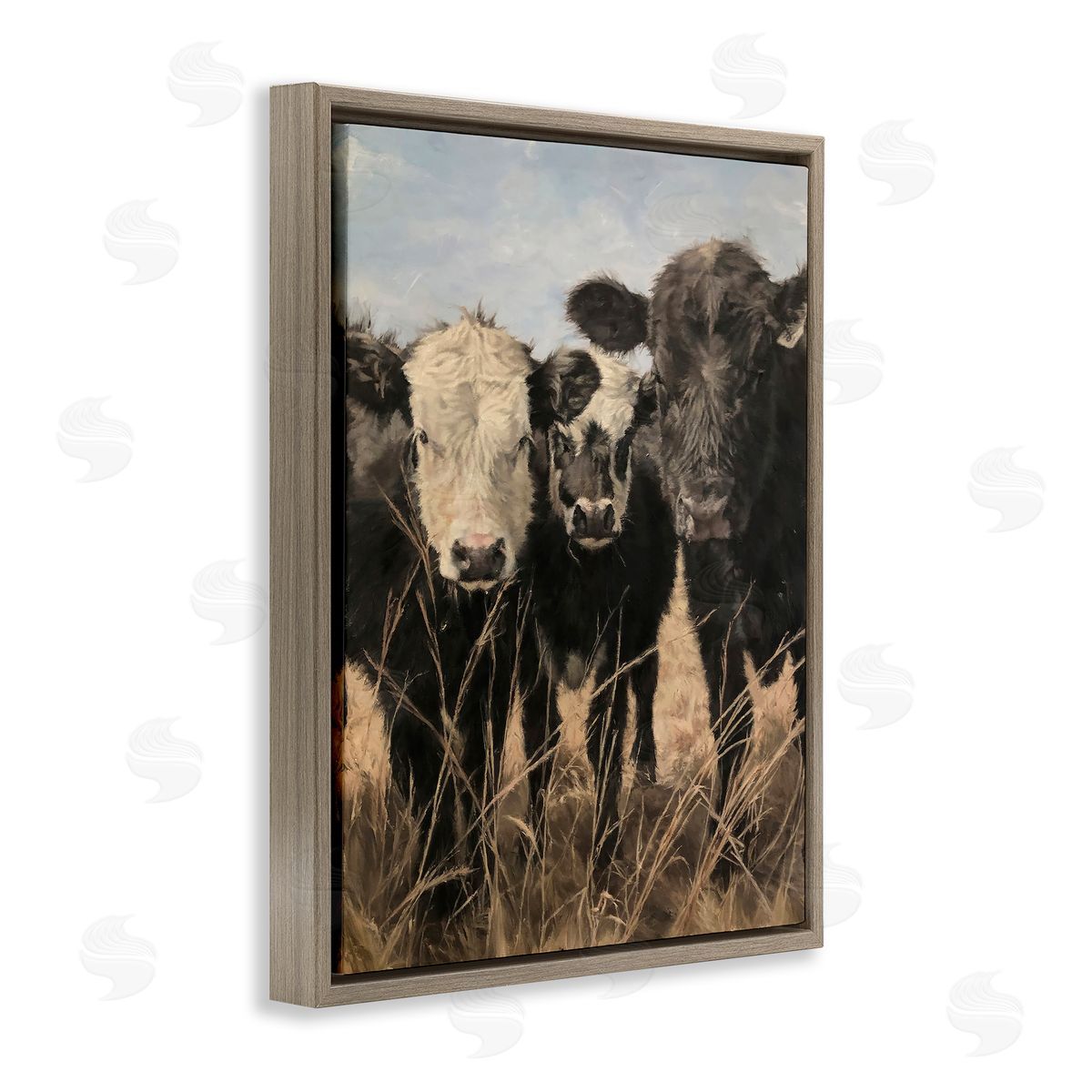 Carla D'aguanno All In Cow Family Brown Floating Frame Canvas Wall Art Print