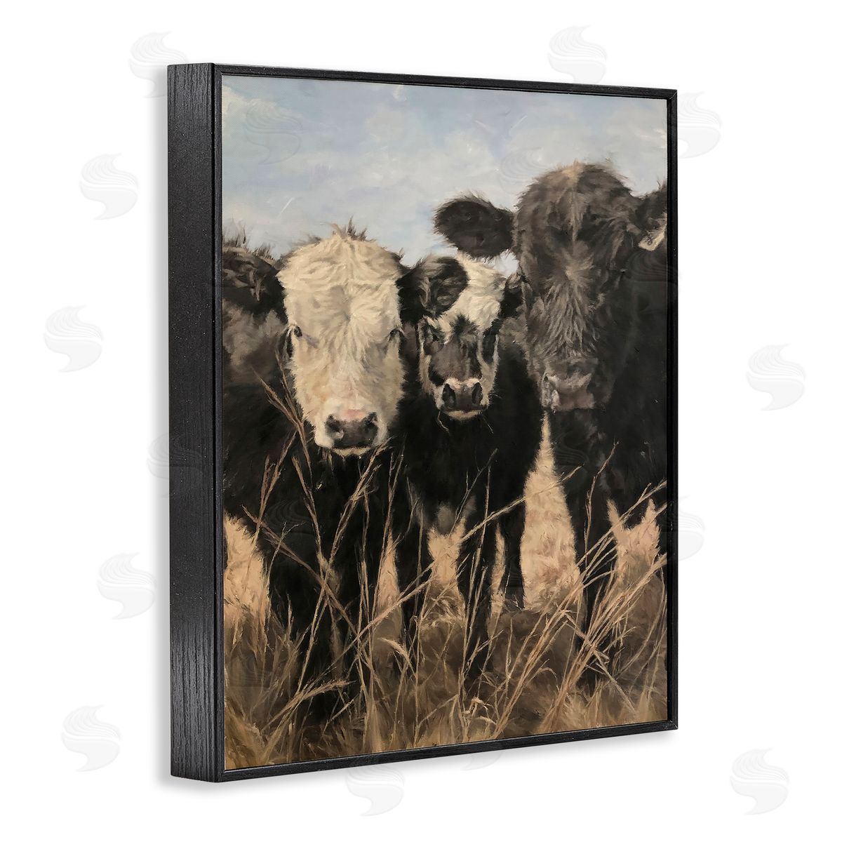 Carla D'aguanno All In Cow Family Black Framed Giclee Wall Art Print