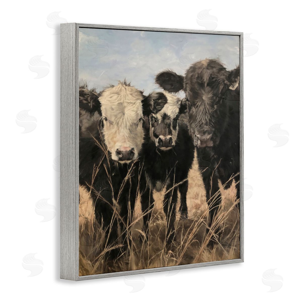 Carla D'aguanno All In Cow Family Gray Framed Giclee Wall Art Print