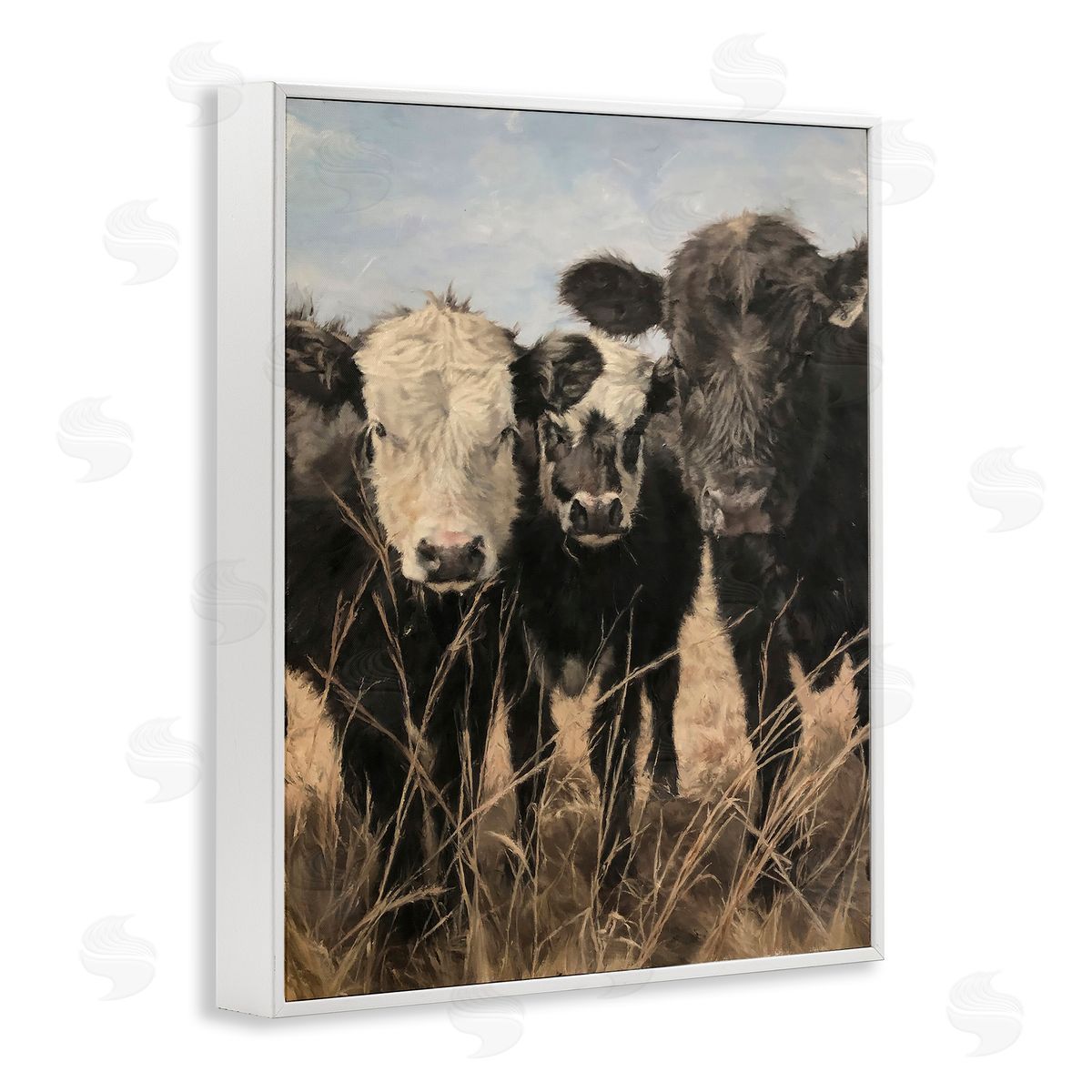 Carla D'aguanno All In Cow Family White Framed Giclee Wall Art Print