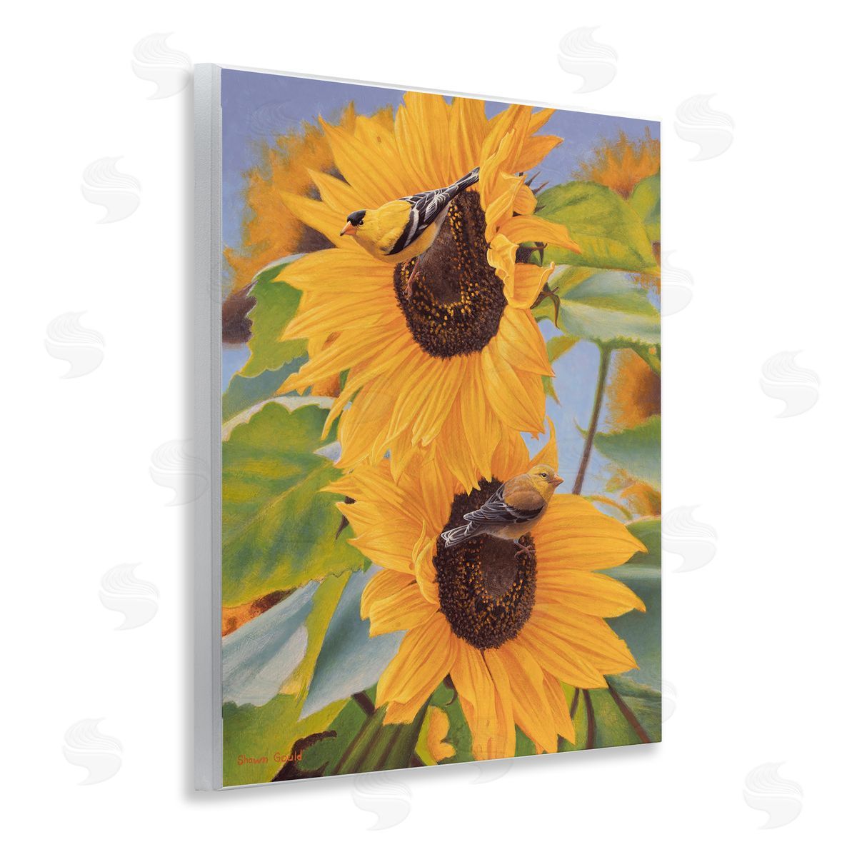 Shawn Gould Yellow Bird & Sunflowers Wooden Wall Plaque Art Print