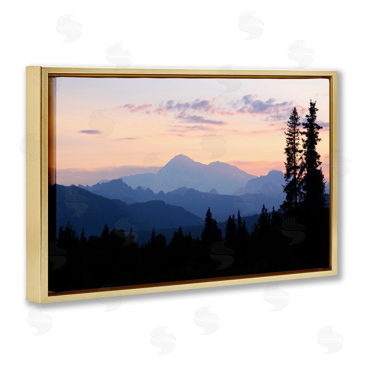 Shane Lamb Midnight On Mountain Gold Floating Frame Canvas Wall Art Print